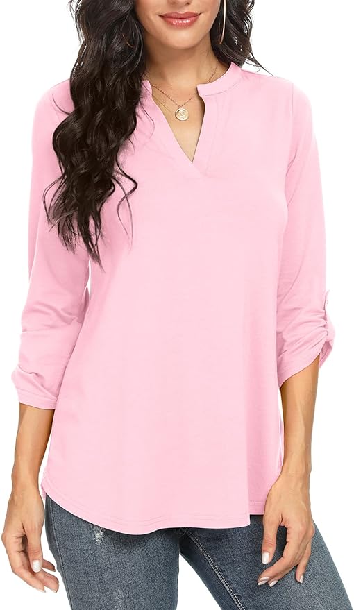 NILOUFO Womens Casual Summer Shirts Notch V Neck Blouses Review
