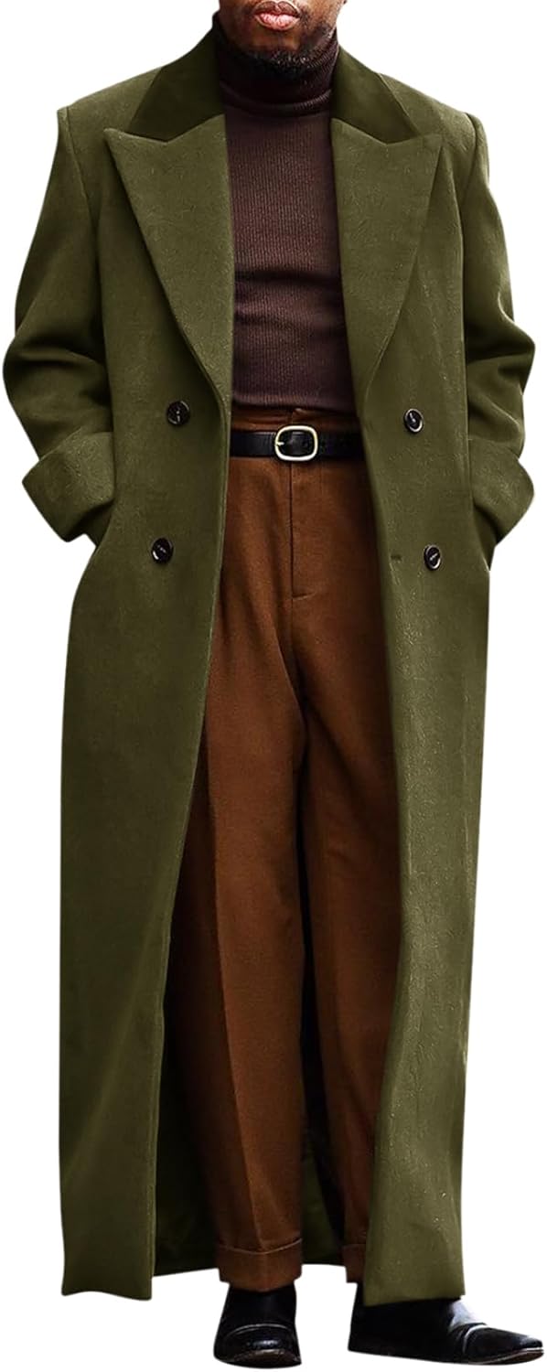 Runcati Mens Full Length Trench Coat for Stylish Winter Wear