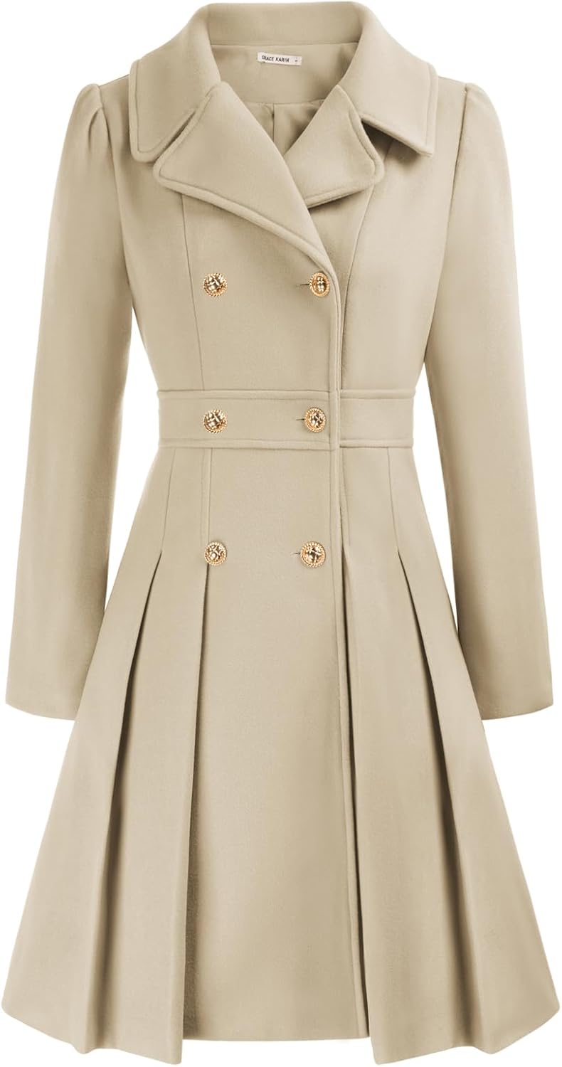 2024 Women's Fashion Trench Coat with Notch Lapel and Pockets