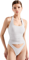 Women Halter Tank Top Backless Double Lined - Soft Y2K Crop
