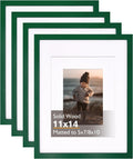 KINLINK 11x14 Picture Frame Green - Solid Wood 4-Pack for Wall