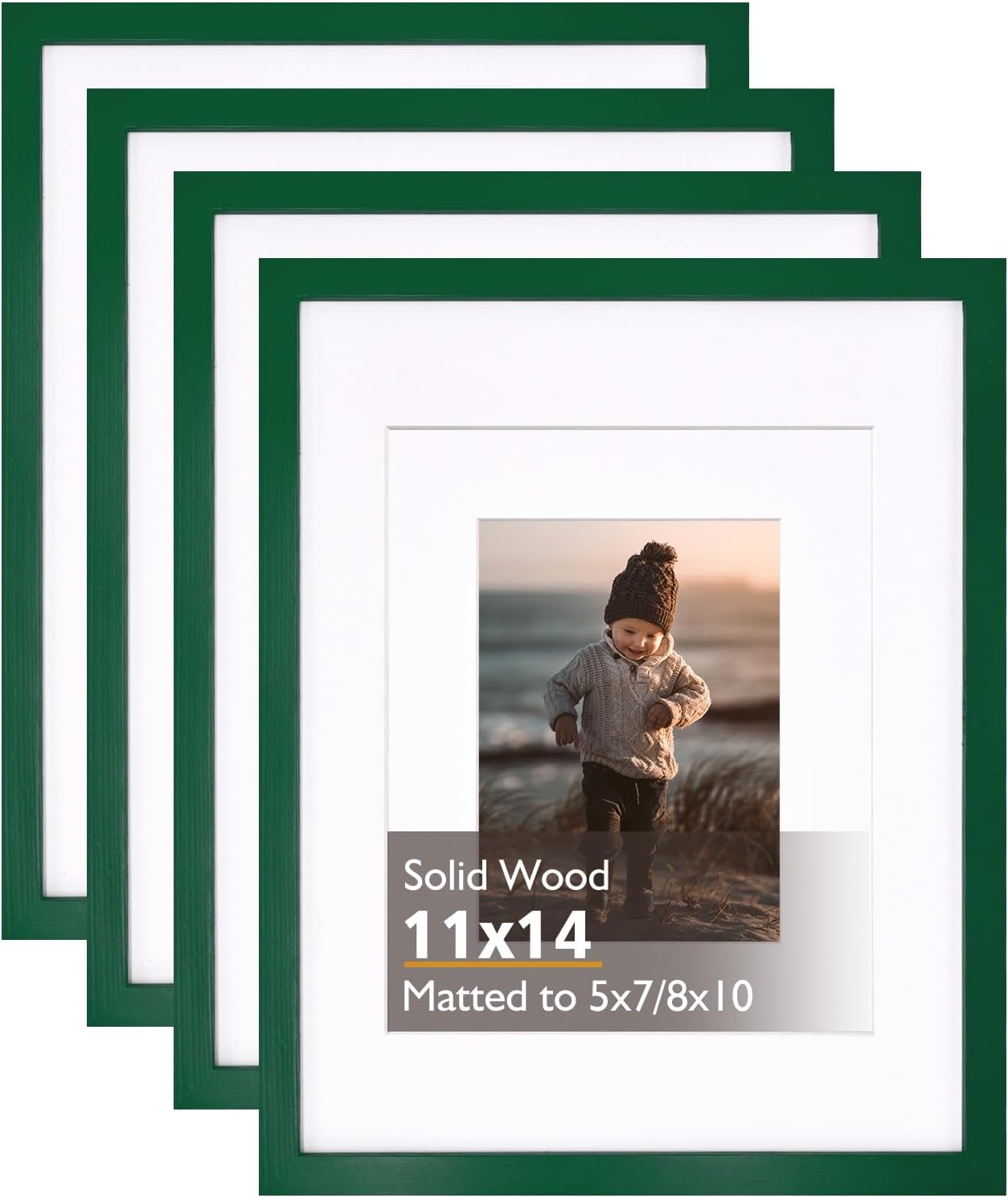 Stylish 11x14 Green Picture Frame Set of 4 for Home Decor