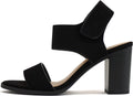 Women Open Round Toe Chunky Heel Sandals - 3in Ankle Strap