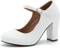 Women's Mary Jane Chunky Heel Pumps Closed Round Toe 9cm - Classic
