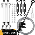 27in 6 Pack Ground Anchors with 3/16in Galvanized Cable - Heavy Duty