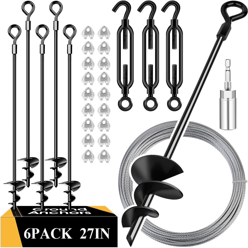 27in Ground Anchors with Galvanized Cable for High Wind Stability
