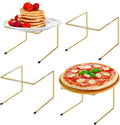 MyGift Brass Metal Pizza Table Stands Set of 4 - Space-Saving Pizza