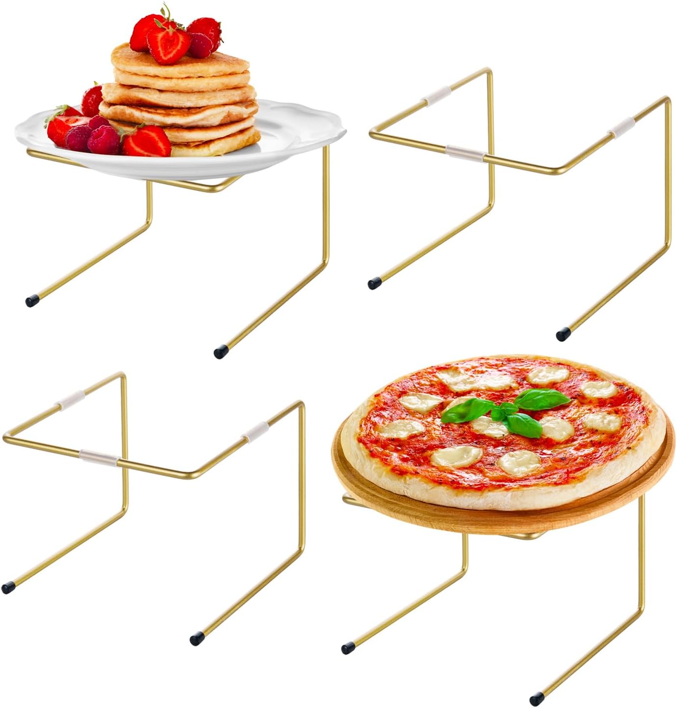 MyGift Brass Metal Pizza Table Stands for Perfect Serving