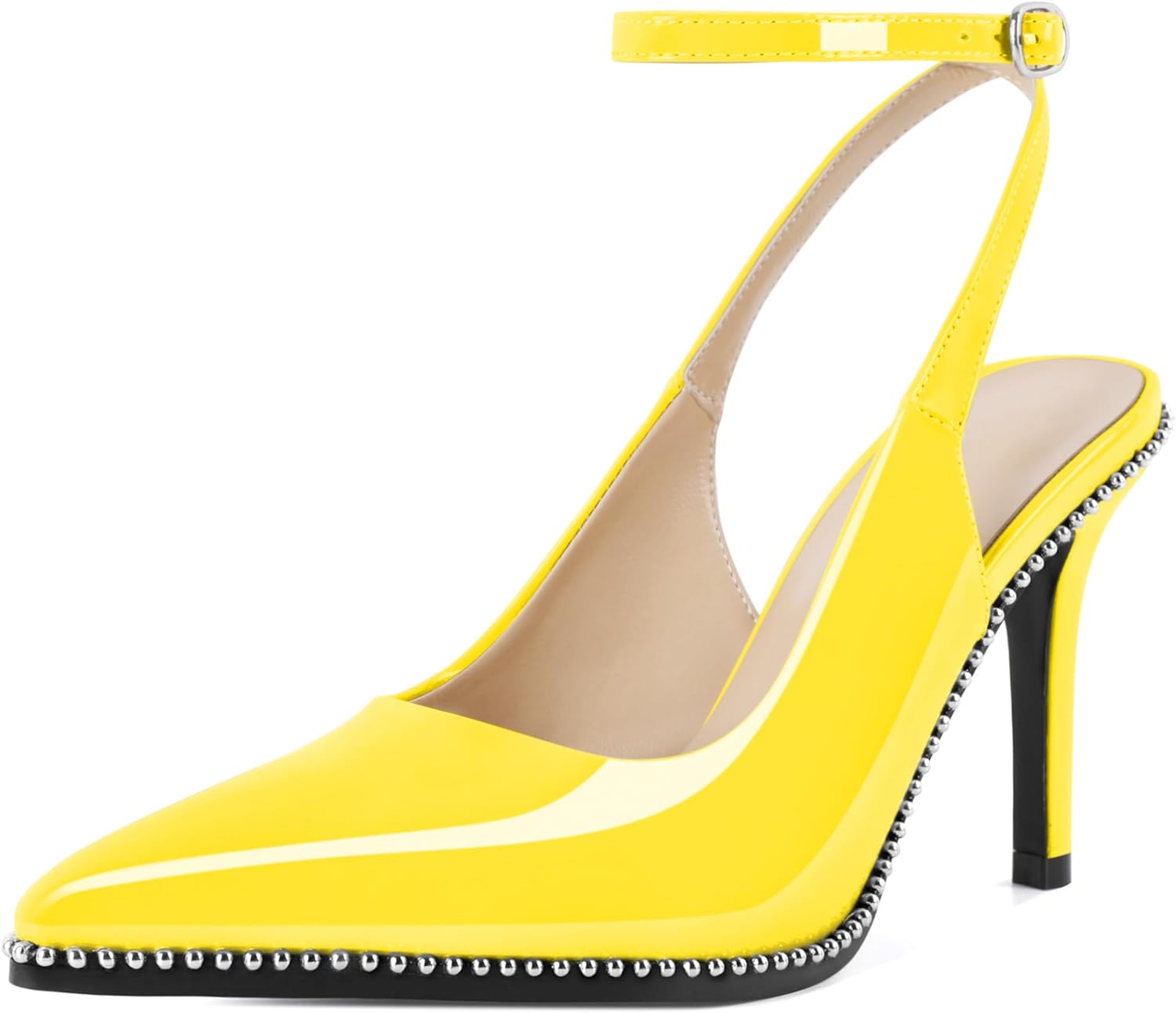 Slingback Heels for Women: Elegant Yellow Ankle Strap Pumps