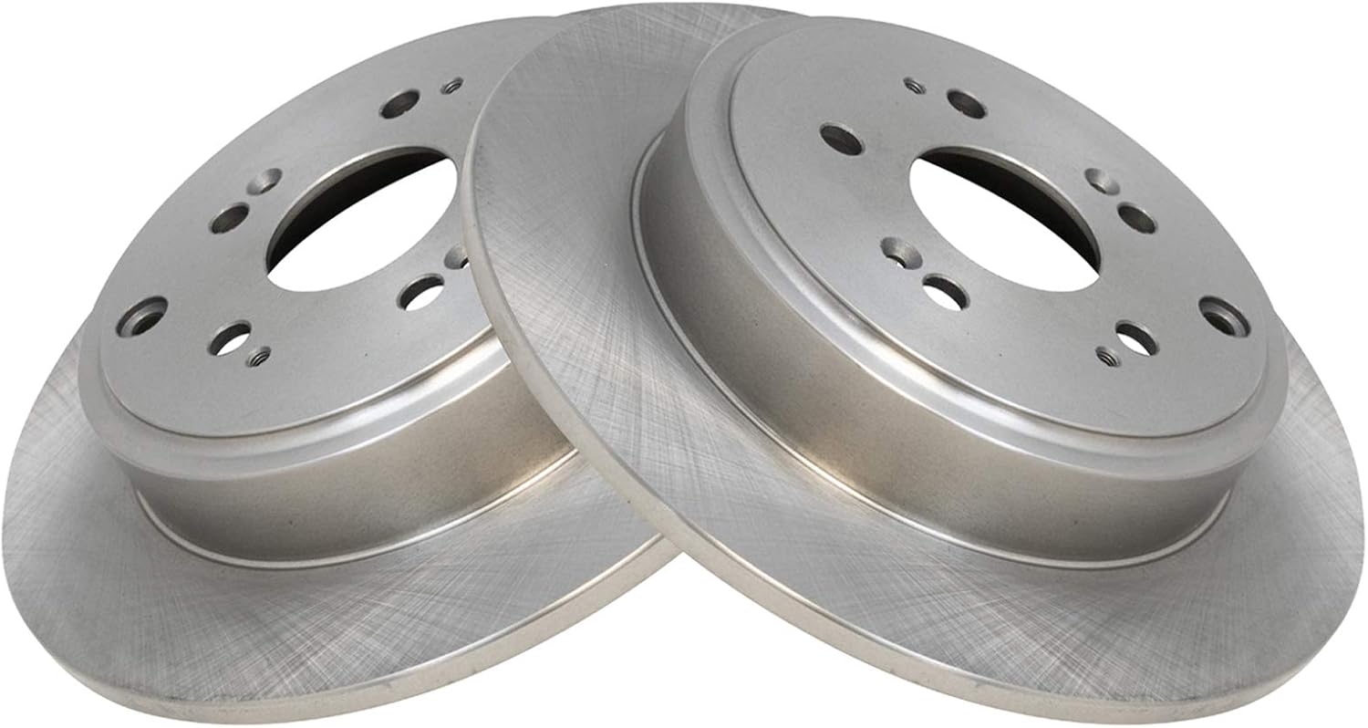 TRQ Rear Brake Rotors Set Solid for 2006-2014 Honda Ridgeline