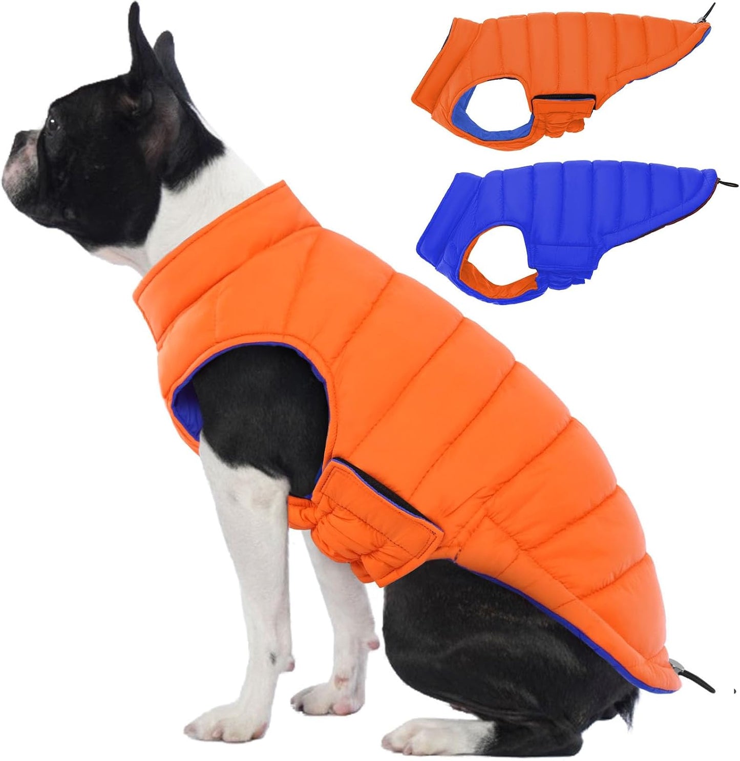 Reversible Dog Coat Waterproof Puffer Vest for Winter Warmth