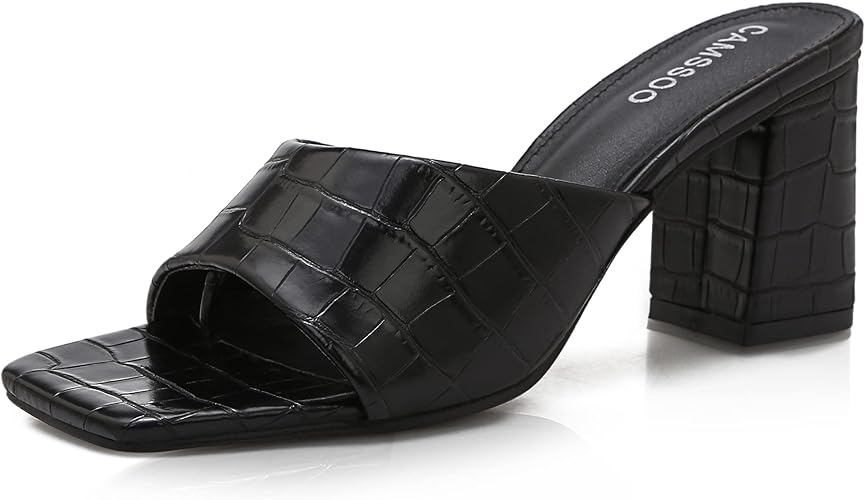 CAMSSOO Women's Open Toe Square Mules Sandals for Stylish Comfort