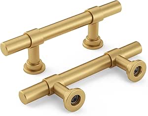 Brushed Brass Cabinet Pulls - 10 Pack Gold Handles for Cabinets