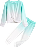 Girls Twist Front Tracksuit Two Piece Set - Comfortable Tie Dye Jogger
