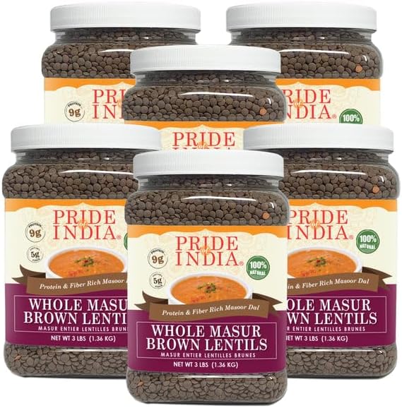 Indian Whole Brown Crimson Masur Lentils - Protein Rich Pack