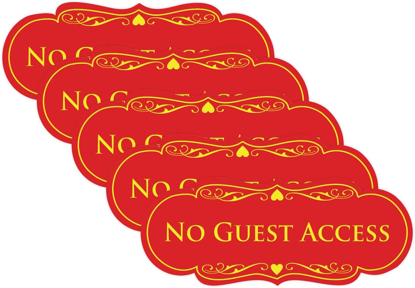 No Guest Access Wall or Door Sign - Large 5 Pack for Offices