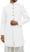 Runcati Mens Kurta Coat Mandarin Collar Ethnic Robe - Versatile Style