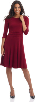 Rekucci Women's Flippy Fit N' Flare Dress with 3/4 Sleeves COMFORT