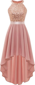 Sequin Halter Hi-Lo Cocktail Dress - Sparkly Prom & Bridesmaid Women's