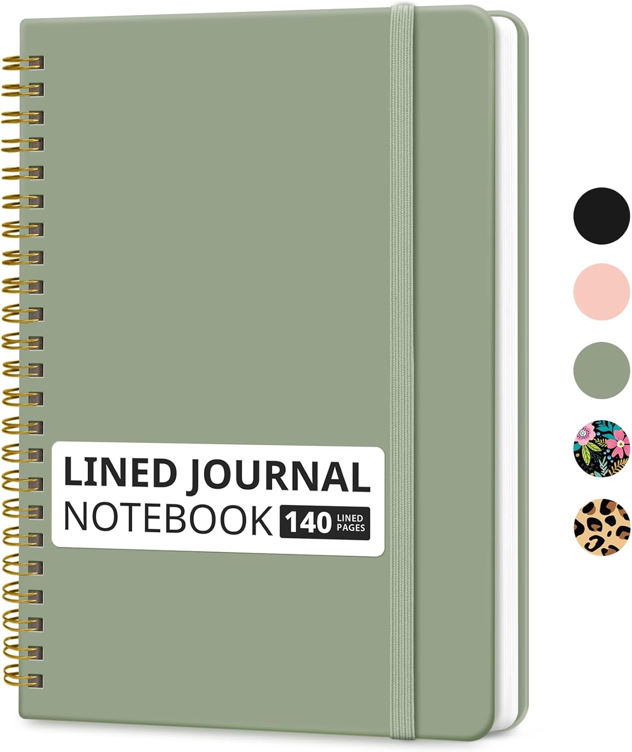 Green Hardcover Spiral Journal - 140 College Ruled Pages - A5 Size - Taja
