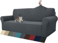 Jacquard Couch Cover for XL Sofa - High Stretch Dark Grey Protector