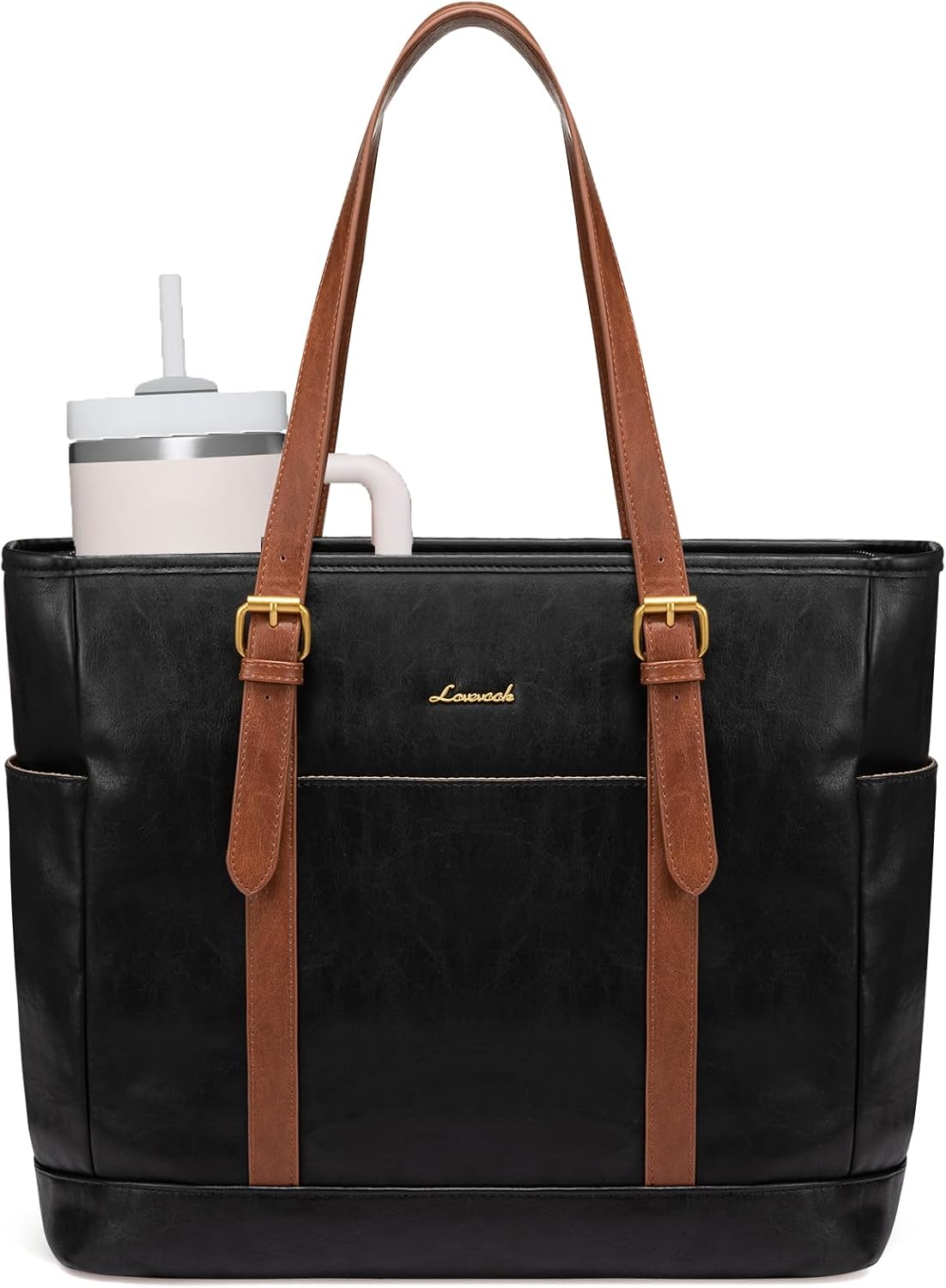 LOVEVOOK Laptop Tote Bag for Women: Vintage Leather Style