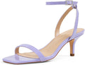 GENSHUO Women's Kitten Low Heels Square Open Toe Ankle