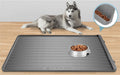Dog Feeding Mat Large 39in x 27in Light Grey - Spill Catch Pocket