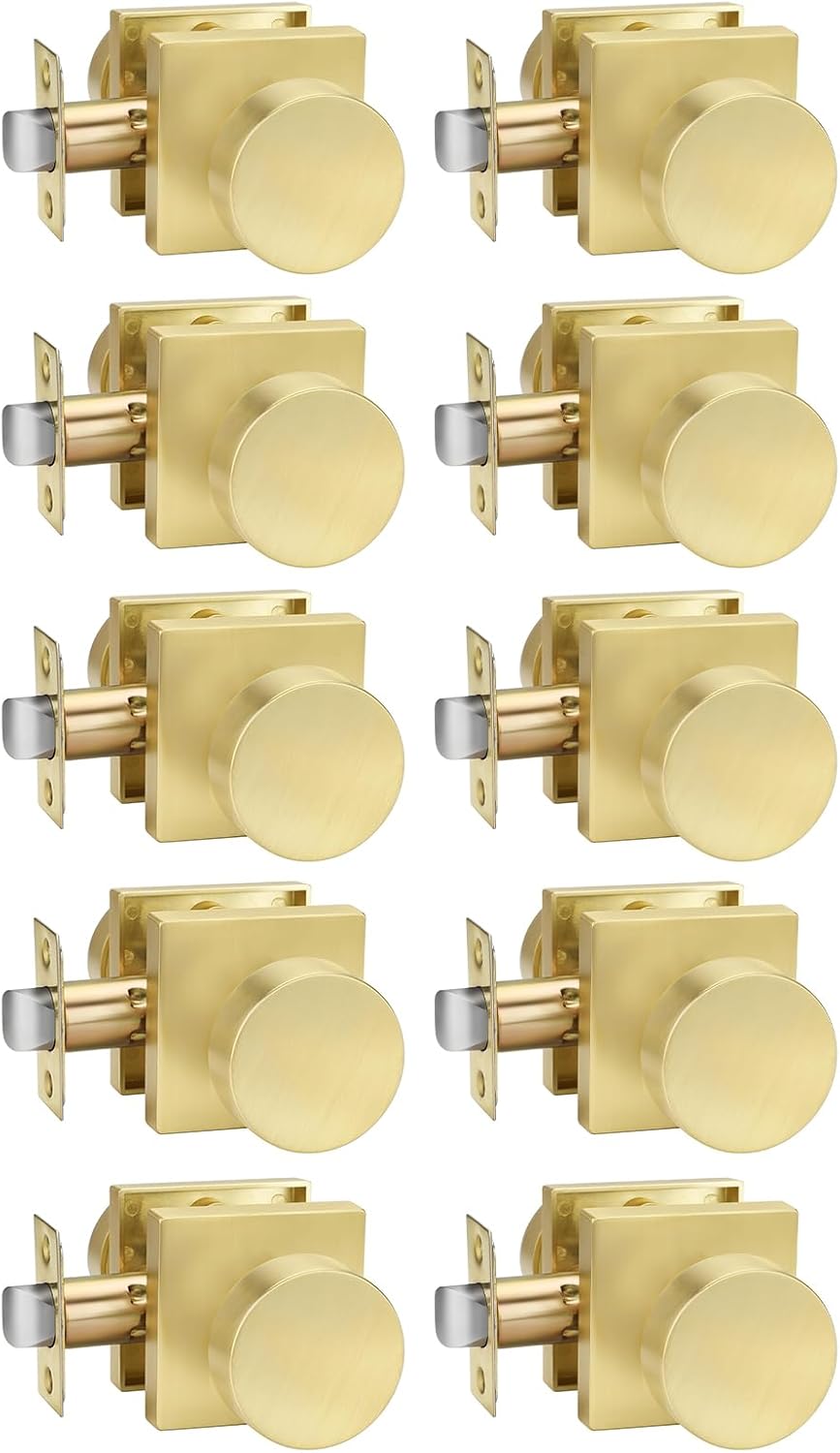 Goldenwarm Passage Door Knobs in Brushed Gold for Modern Homes