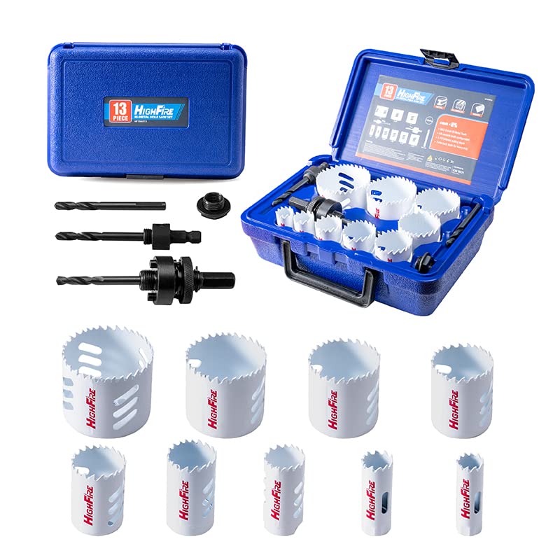 HIGHFIRE 13pcs Hole Saw Set for Fast and Clean Cutting