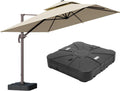 9x12FT Beige Cantilever Outdoor Patio Umbrella for Sun Protection