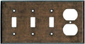 Mottled Antique Copper Switch Plate 3 Toggle 1 Duplex - Timeless