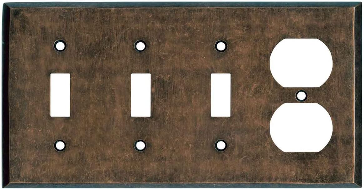 Switch Hits Mottled Antique Copper Outlet Wall Plate for Home