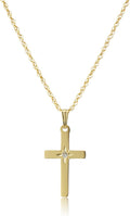 Women's 14k Yellow Gold Diamond-Accented Cross Pendant Necklace