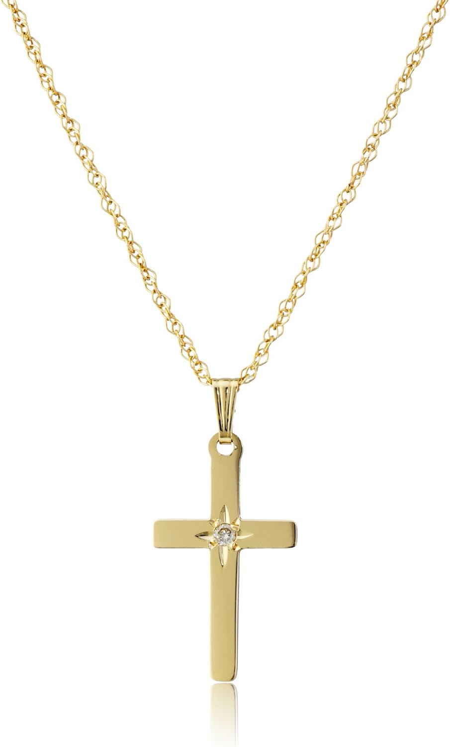 14k Yellow Gold Diamond-Accented Cross Pendant Necklace Review