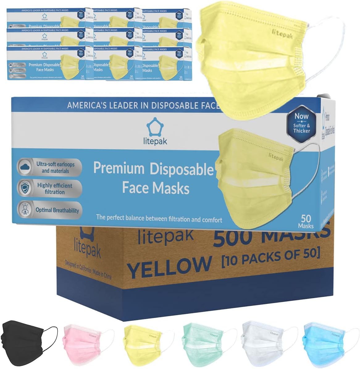 Litepak 500pcs Premium Disposable Face Mask for Comfort