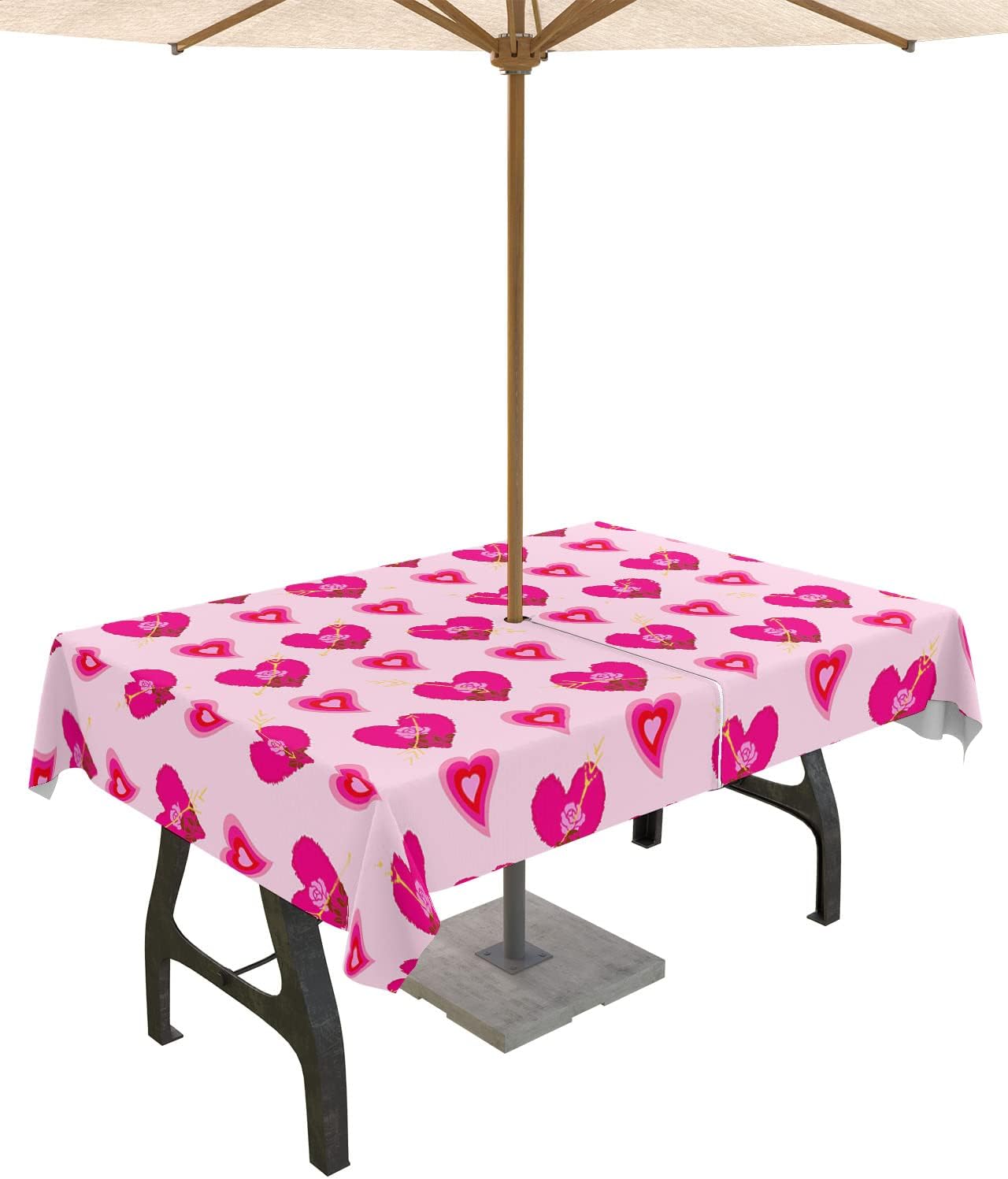 Valentines Day Waterproof Tablecloth - Pink Love Roses