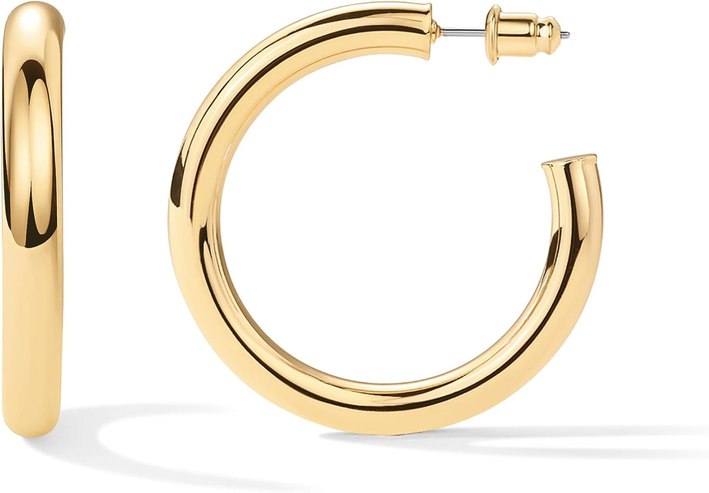 PAVOI 14K Gold Plated Chunky Open Hoops for Women Stylish