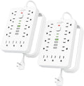 2 Pack 6 FT Flat Plug Surge Protector Power Strip - Compact 17-in-1