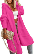 Long Cable Knitted Hooded Cardigan for Women - Cozy Oversized Fit