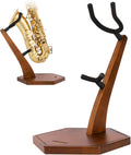 Wooden Saxophone Stand for Alto Tenor Sax - Walnut Floor Display