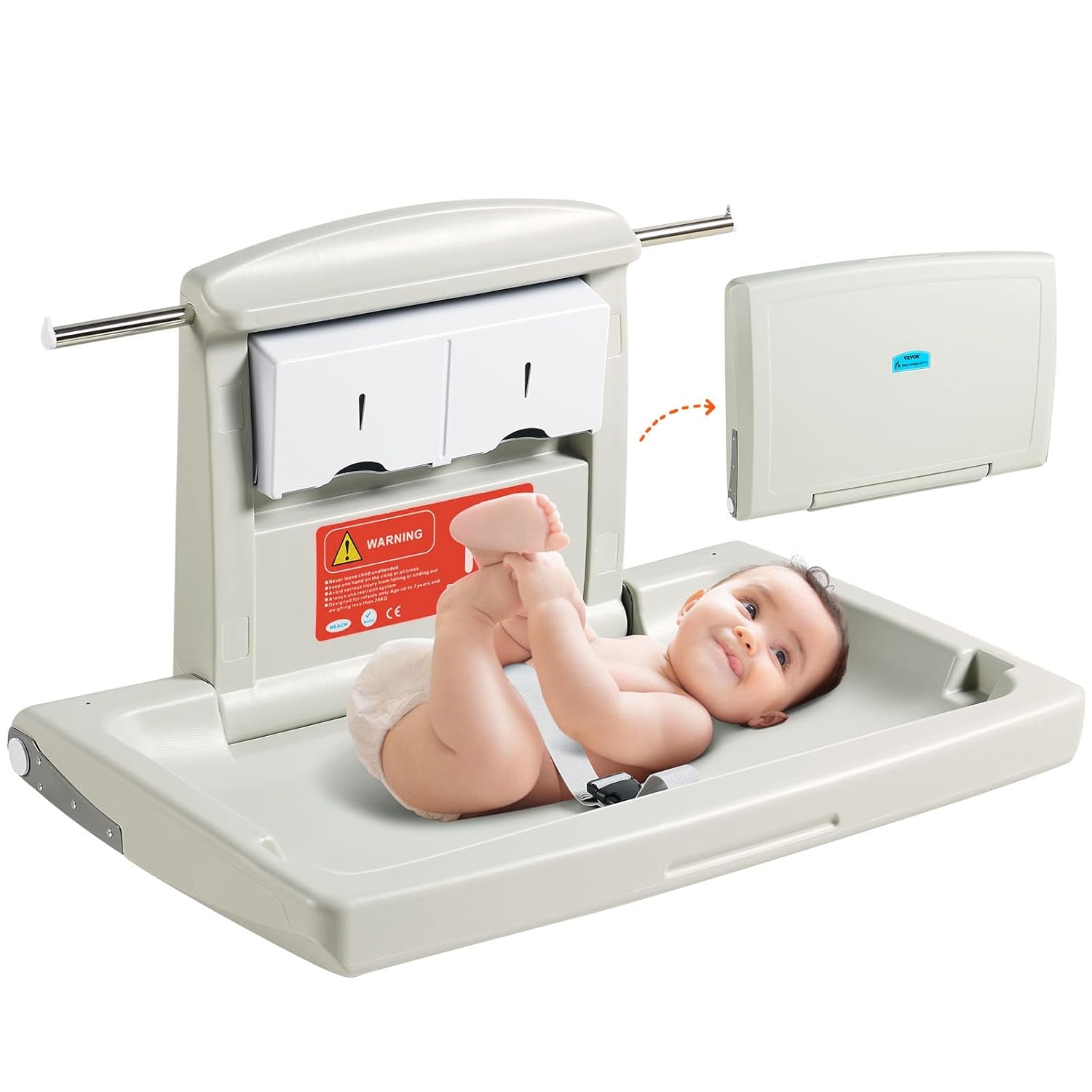 VEVOR Wall-Mounted Baby Changing Station for Easy Diaper Changes