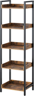 Rolanstar Bookshelf 5-Tier Narrow Corner Shelf - Stable Rustic Storage