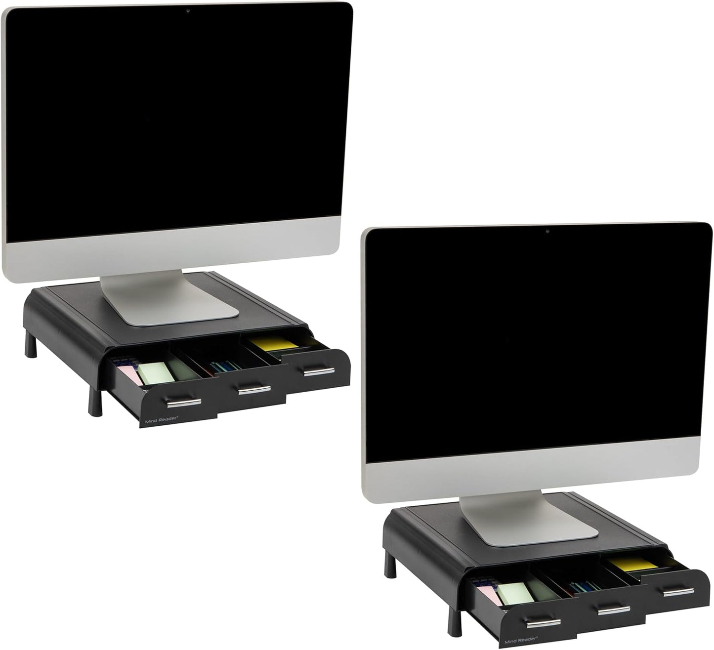 Mind Reader Monitor Stand with 3 Storage Drawers for Office Use