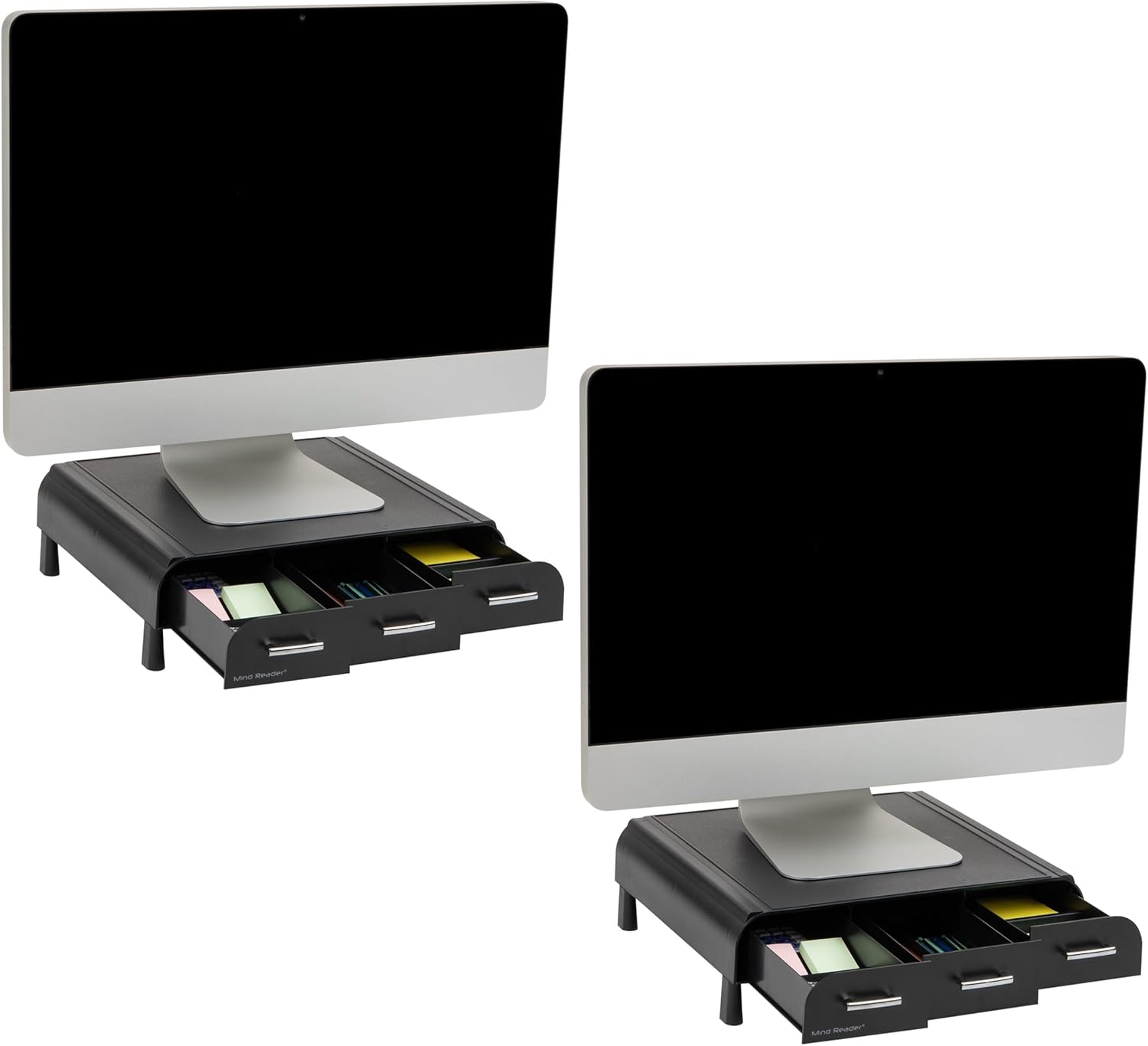 Mind Reader Monitor Stand with 3 Storage Drawers for Office Use