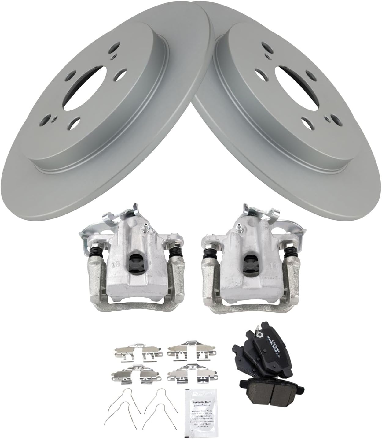 TRQ Rear Brake Pad & Rotor Kit for 2010-2015 Toyota Prius
