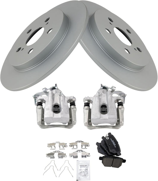 TRQ Rear Brake Pad & Rotor Kit for 2010-2015 Toyota Prius