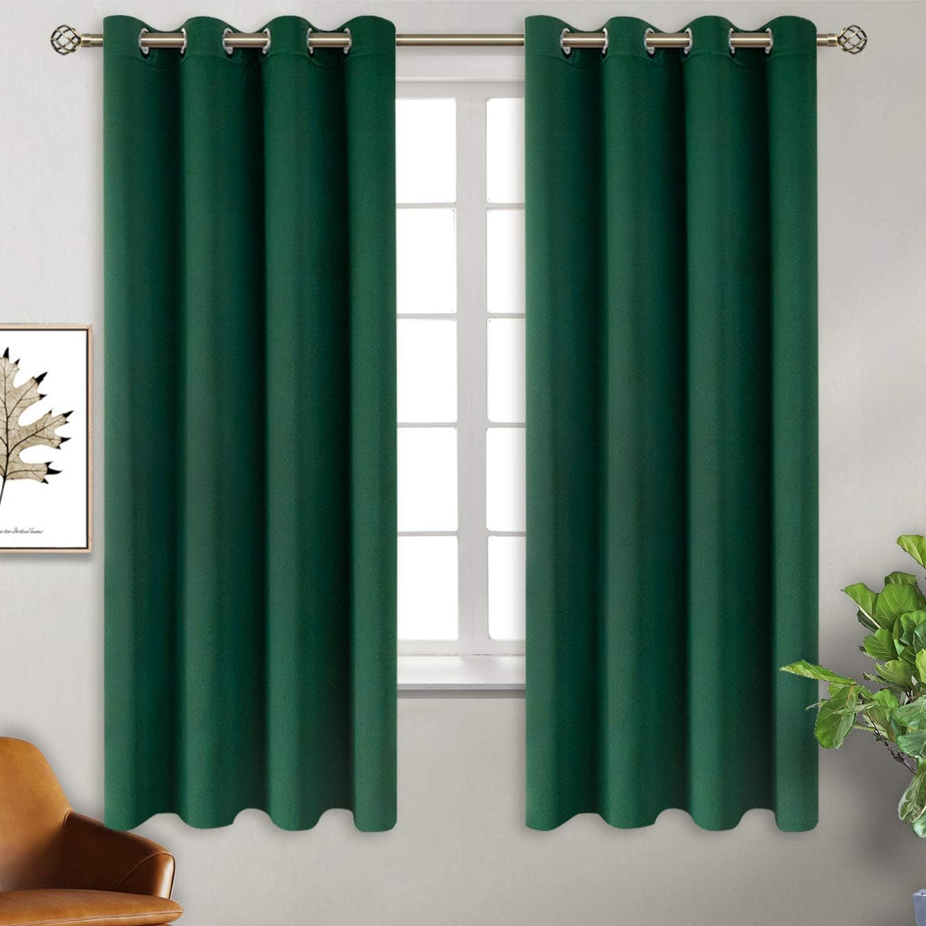 BGment Green Blackout Curtains 63 Inch Length for Total Privacy