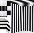 78.7 in x 100 ft Striped Tablecloth Roll Black and White - Party