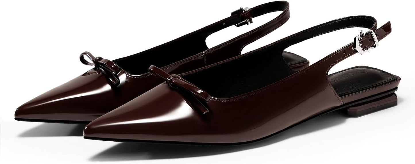 Coutgo Womens Slingback Flats Bow Slip on Dress Shoes Review
